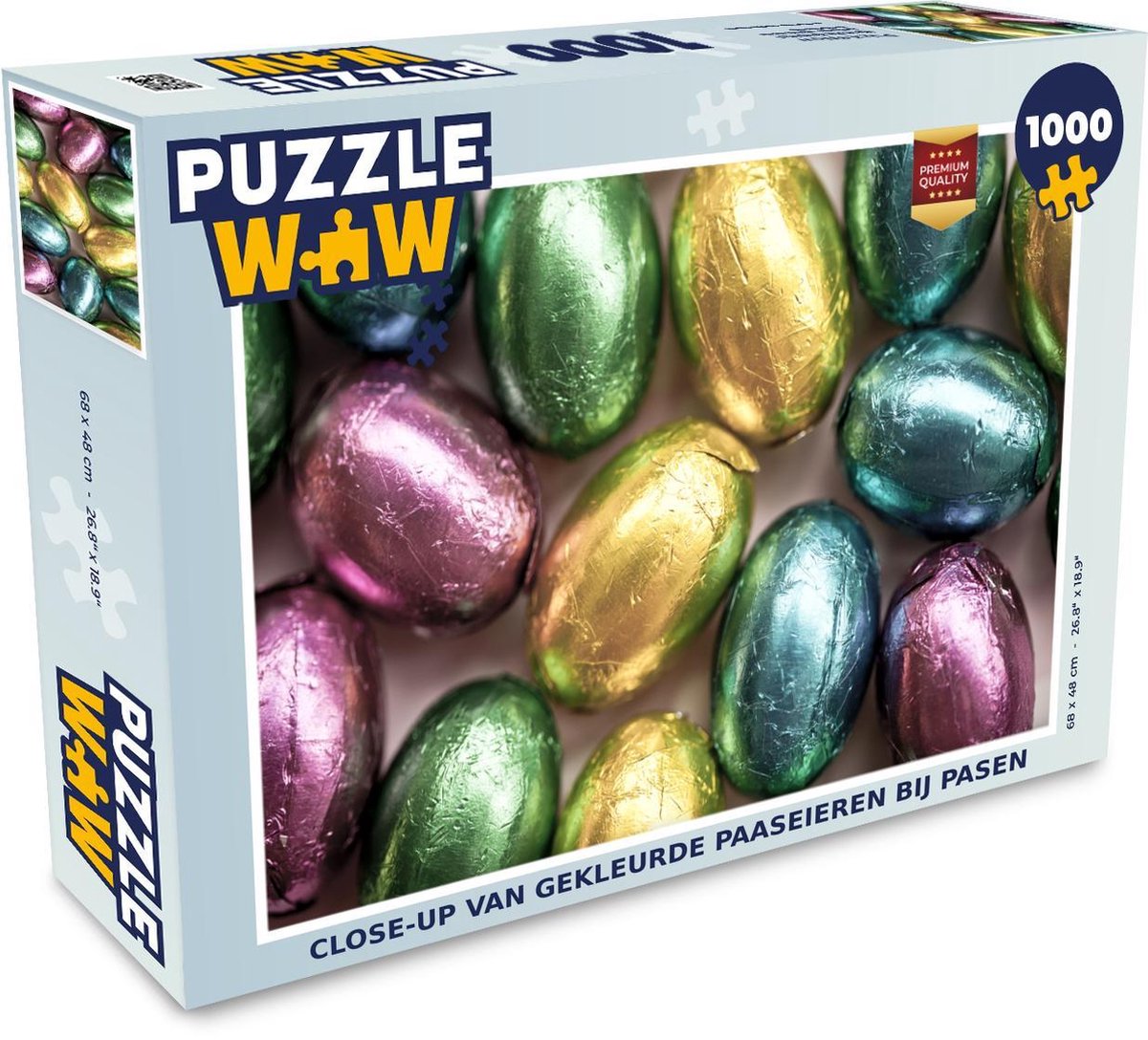 Puzzle Pasen 1000 pièces - Gros plan d'oeufs de Pâques colorés à