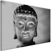 Schilderij Verlichte boeddha hoofd, 2 maten, zwart-wit, Premium print