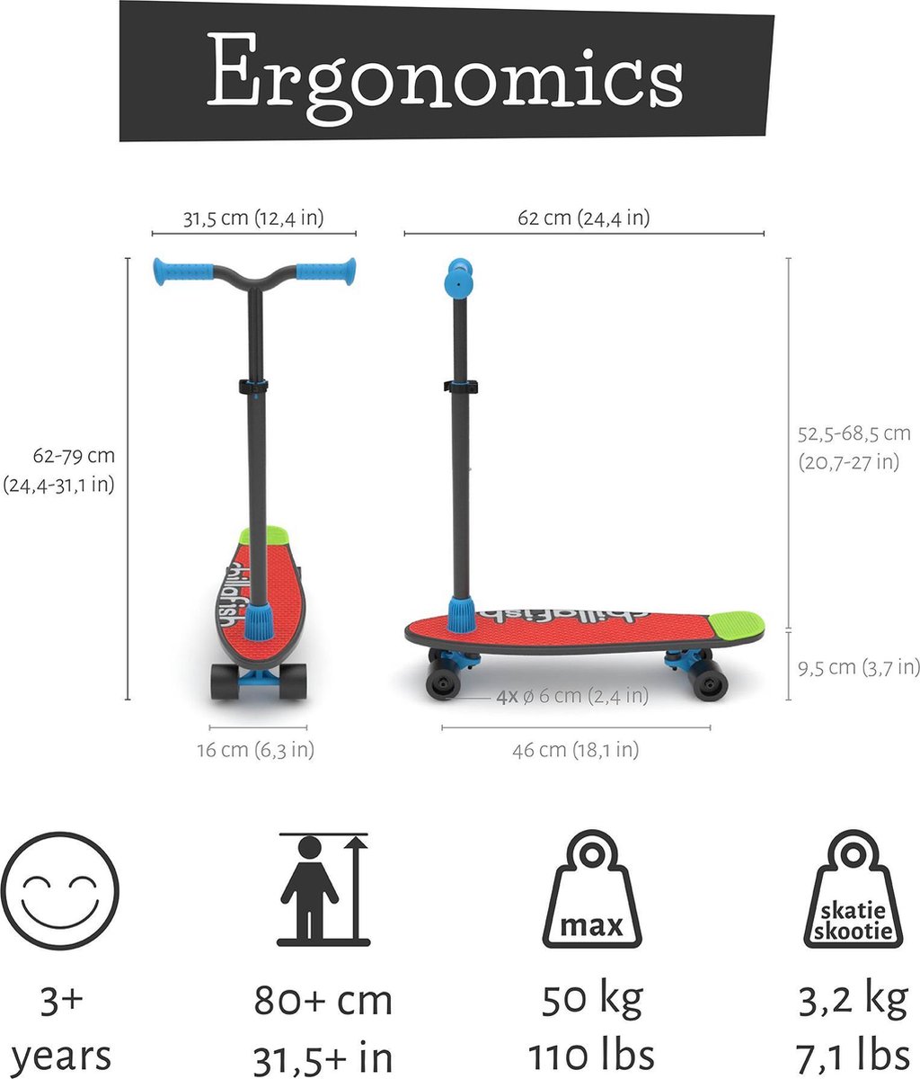 Chillafish Skateboard en Step 2-in-1 - Kinderstep omvormbaar naar Skateboard - Zwart - Jongens en meisjes 3 jaar en ouder - Verstelbaar stuur - Model Skatieskootie 2 — afbeelding 2