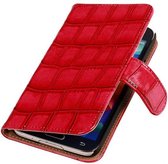 Wicked Narwal | Glans Croco bookstyle / book case/ wallet case Hoes voor Samsung Galaxy Core II G355H Rood