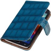 Wicked Narwal | Glans Croco bookstyle / book case/ wallet case Hoes voor Samsung Galaxy Core i8260 Blauw