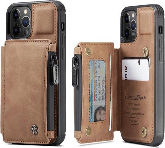 conversie helaas Gepensioneerd CASEME Back Cover Wallet Hoesje voor Apple iPhone 12 Pro Max (6.7") - Bruin  - RFID... | bol.com