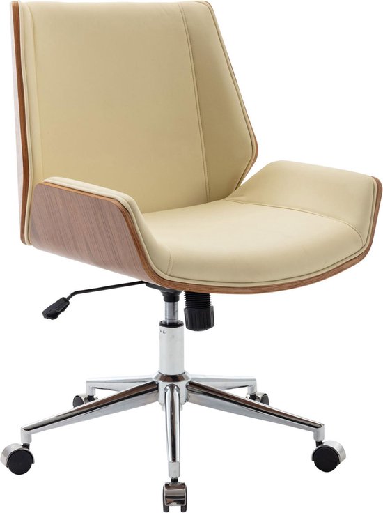 Bureaustoel - Stoel - Ergonomisch - Verstelbaar - Kunstleer - Crème - 60x65x96 cm