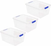 3x Opslagbakjes/organizers met deksel 4 liter 25 cm transparant - Opbergbakjes - Organizers/opbergbakken - Woonkamer/badkamer spullen opruimen