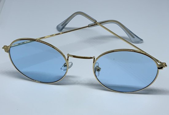 retrobril met glazen - Goud-lichtblauw Accessoire Retro - Bril -... | bol.com