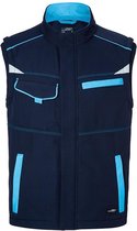 James and Nicholson Uniseks werkkleding Softshell Vest Level 2 (Marine / Turquoise)