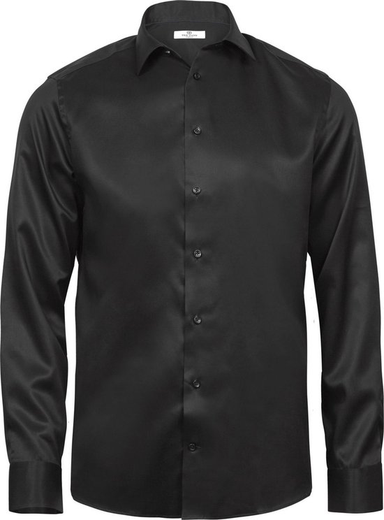 Tee Jays Heren Luxe Comfort Fit Lange Mouw Oxford Shirt (Zwart)