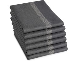 DDDDD - Barrier - 6x Theedoeken - Set van 6 stuks - 60x65cm - Antraciet / Grijs