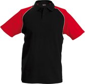 Kariban Herencontrast honkbalpolo shirt (Zwart/lichtgrijs/rood)