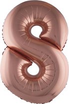 Cijferballon folie nummer 8 | Opblaascijfer 8 rosé goud 102cm