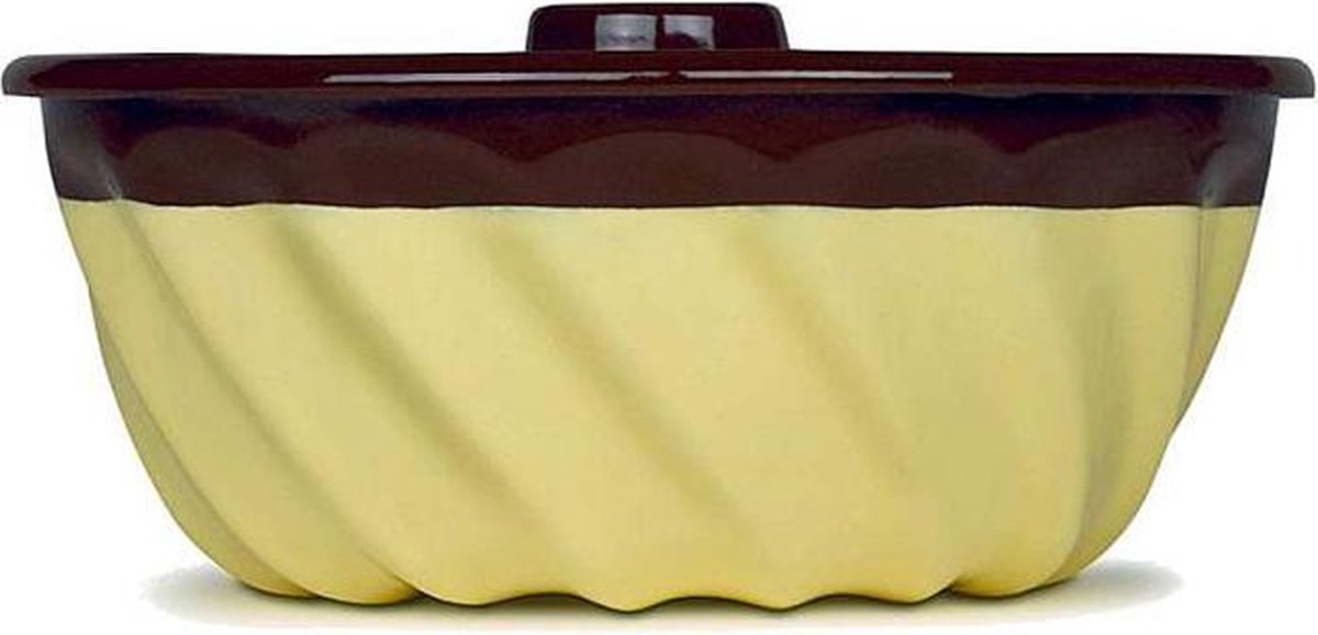 Riess Tulbandvorm - 22 cm - Chocolade Vanille 22 cm - Koken - Bakvormen - Taartvorm - Cakeblik - Emaille - Taart - ovenschaal