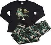 Fun2wear - Kinder/tiener- Dinosaurus - pyjama - Zwart - maat 158/164