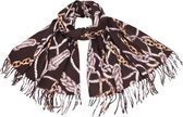 Warme Dames Sjaal – Zwart  met print - ca.180 x 70 cm