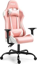 Aminiture - E-Sports - Game stoel - Ergonomisch - Bureaustoel - Verstelbaar - Racing - Gaming Chair - Wit / Roze