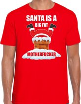 Fout Kerstshirt / Kerst t-shirt Santa is a big fat motherfucker rood voor heren - Kerstkleding / Christmas outfit L
