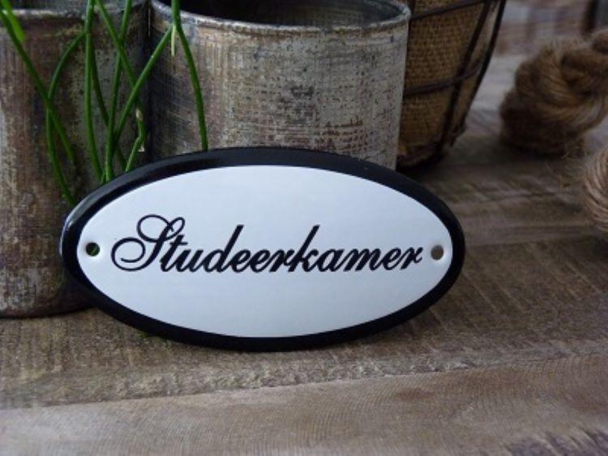 Emaille Deurbordje Ovaal \'studeerkamer\'