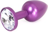 Aluminium Buttplug Purple with Clear Gem | Kiotos Steel