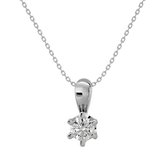 AËLRA 14K wit gold women's pendant, 0.10 ct natural round solitaire diamond