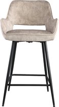 Luxe industriële barkstoel - Velvet - Barkruk - Industrieel - Barstoel - Stoel - Kruk - Sfeer - Fluweel - Trendy - Bar Chair - Chair - Beige - 95 cm hoog