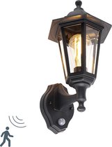 QAZQA new haven - Klassieke Wandlamp met Bewegingsmelder | Bewegingssensor | sensor voor buiten - 1 lichts - D 212 mm - Zwart - Buitenverlichting