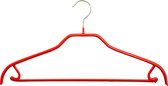[Set van 5] MAWA 41FRS - ruimtebesparende metalen kledinghangers met broeklat, rokhaken en rode anti-slip coating