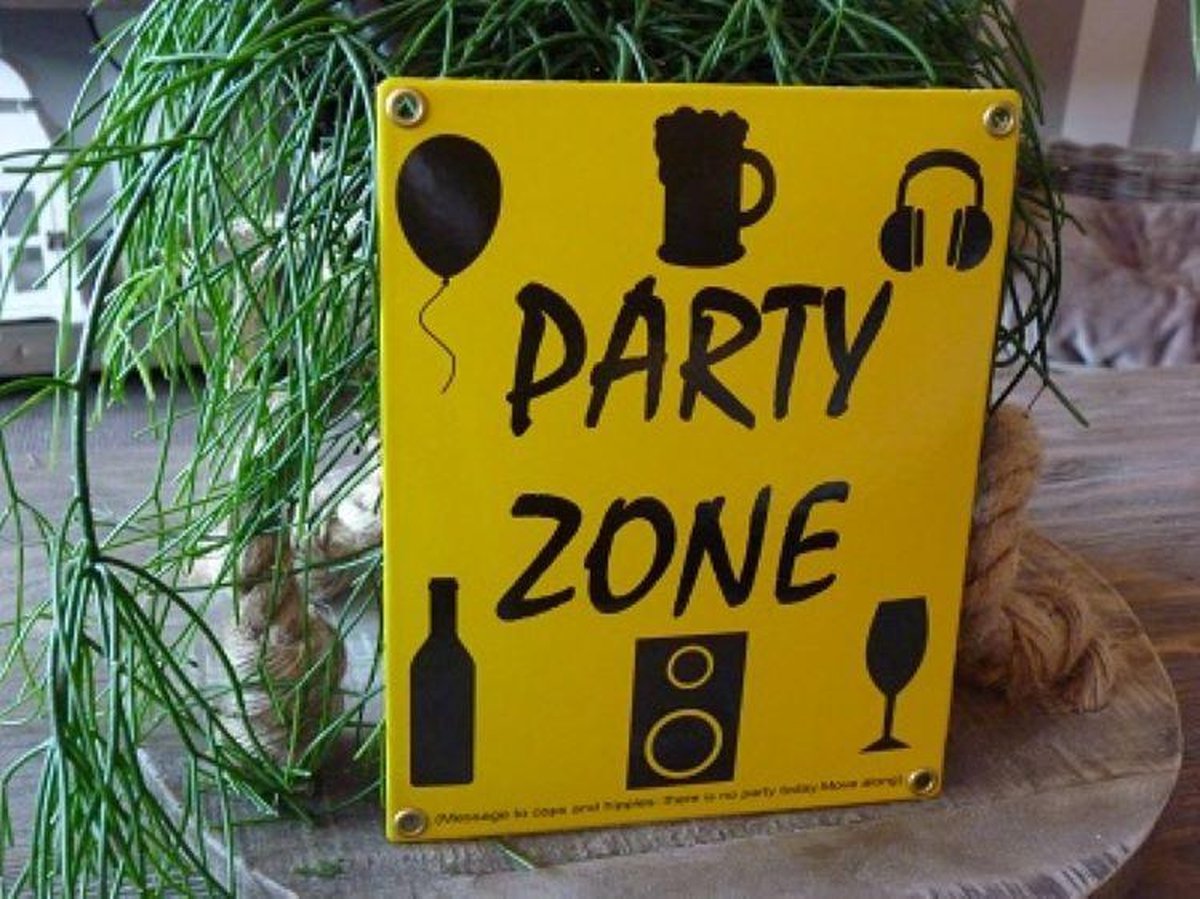 Emaille Bord \'party Zone\'