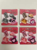 Sierlijke en handige gummen voor meiden - set van 4 keer 4 stuks (kleding print en vorm)