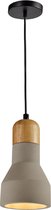 QUVIO Hanglamp modern / Plafondlamp / Sfeerlamp / Leeslamp / Eettafellamp / Verlichting / Slaapkamer lamp / Slaapkamer verlichting / Keukenverlichting / Keukenlamp - Bolvormig hout en beton - Diameter 11,5 cm