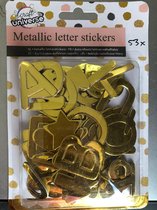 Stickers Alfabet metallic letters 53 stuks goud  - 3 cm hoog - 2.5 cm lang