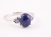 Zilveren ring met lapis lazuli en tanzaniet - maat 18