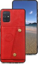 Samsung Galaxy A71 Card Case| Hoogwaardig PU Leren Hoesje | Kaarthouder | Telefoonhoesje | Rood