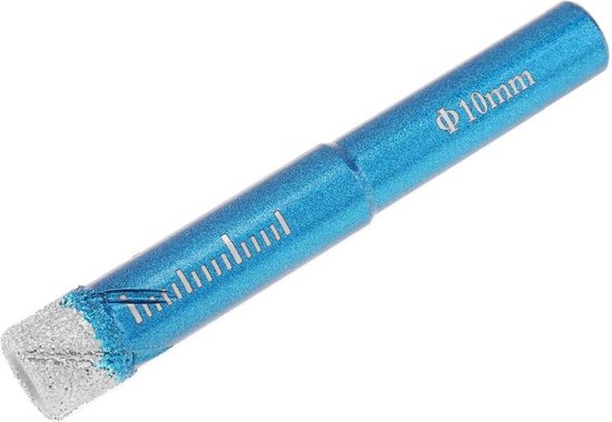 Blauwe diamant tegelboor met diamantgecoate punt en metingen van 10 mm.