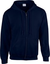 Gildan Zware Blend Unisex Adult Full Zip Hooded Sweatshirt Top (Marine)