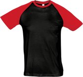 SOLS Heren Funky Contrast T-Shirt met korte mouwen (Zwart/Rood)