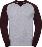 Russell Heren Authentieke Baseball Sweatshirt (Licht Oxford/Burgundy Melange)