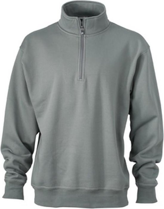 James and Nicholson Sweatshirt unisexe Workwear Half Zip (gris foncé)