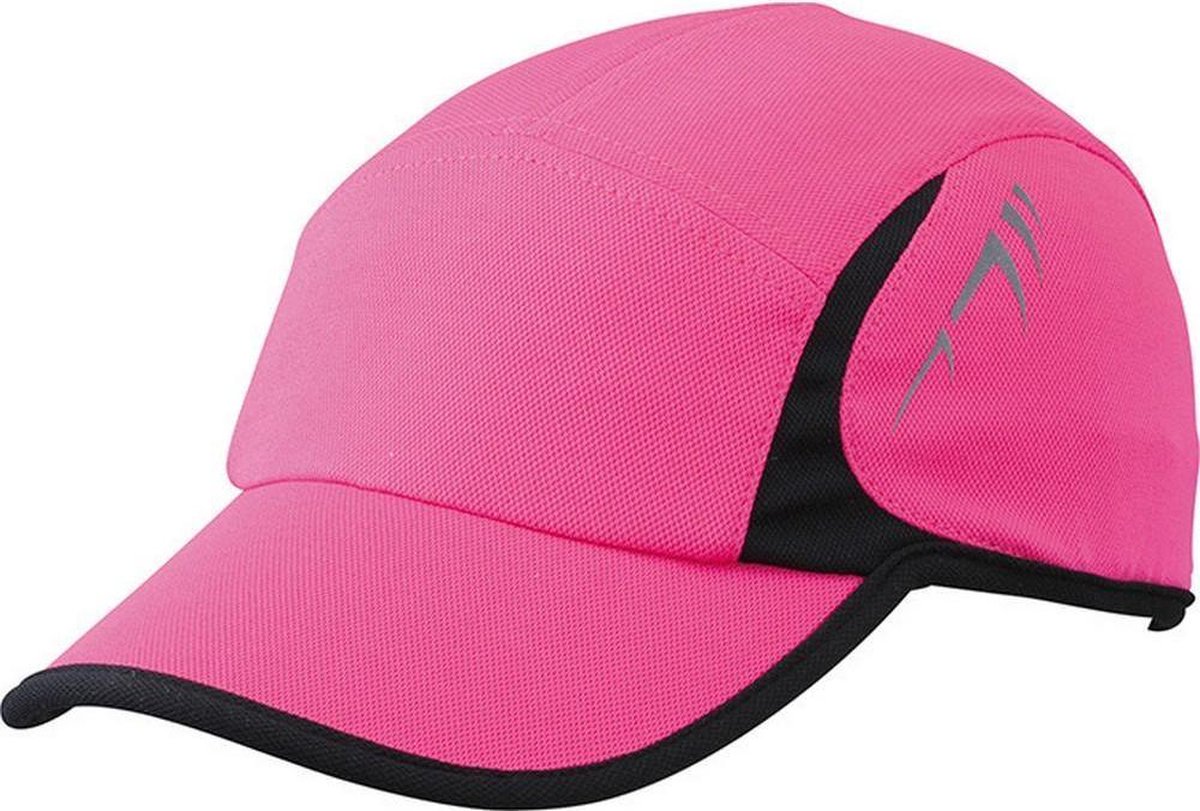 Myrtle Beach Volwassenen Unisex Running 4 Panel Cap (Roze/Zwart)