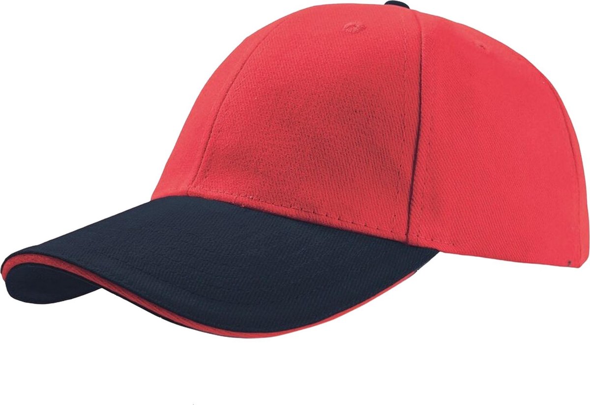 Atlantis Liberty Sandwich Heavy Brush Cotton 6 Panel Cap (Pack of 2) (Rood/Zwaar)