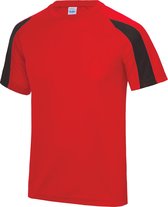 AWDis Just Cool Kids Unisex Effen Sport-T-shirt met Contrast (Brand Rood/Jet Zwart)