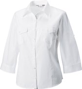 Russell Collectie Dames/Dames Roll-Sleeve 3/4 mouw werkoverhemd (Wit)
