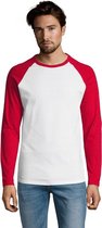 SOLS Heren Funky Contrast T-Shirt met lange mouwen (Wit/rood)