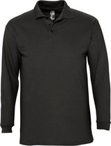 SOLS Heren-Winter II Poloshirt met lange mouwen van Piqué katoen (Zwart)