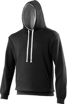 Awdis Varsity Hooded Sweatshirt / Hoodie (Jet Zwart / Heide Grijs)