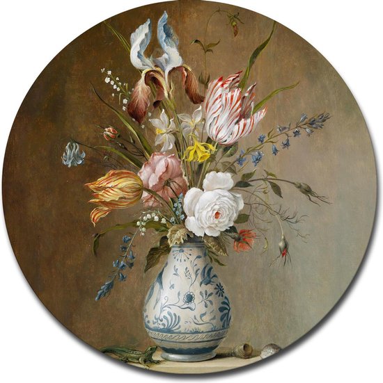 Muurcirkel Bloemstilleven - Balthasar van der Ast - Wandcirkel - Dibond - Aluminium