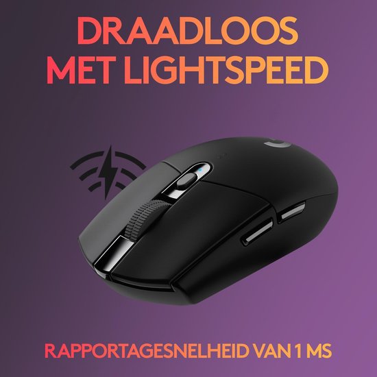 Logitech G305 Lightspeed - Draadloze Muis - Rechtshandig - Zwart