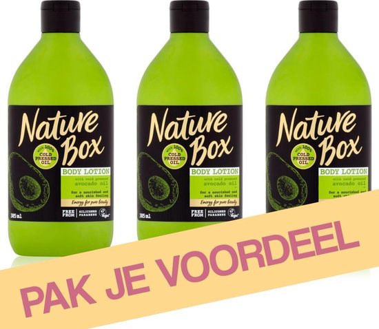 Nature Box Avocado Oil Hydraterende Bodylotion - 3 x 385 ml - Voordeelverpakking