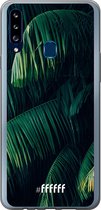 6F hoesje - geschikt voor Samsung Galaxy A20s -  Transparant TPU Case - Palm Leaves Dark #ffffff