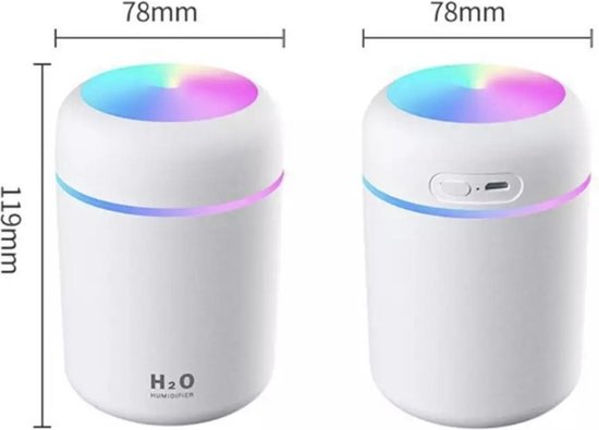 Aroma diffuser 300ML - Aromatherapie - Geur Verdamper - Luchtbevochtiger met Sfeer en nachtlampje - Vernevelaar - Etherische Olie - Wit!