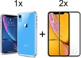 iPhone XR hoesje siliconen case cover transparant - Full Cover - 2x iPhone XR screenprotector Glas
