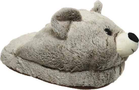 wereld Schiereiland Feest 1x Grote pantoffel voetenwarmers grijze beer 35 x 37 x 27 cm -  Voetenwarmers -... | bol.com